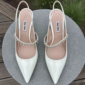 MIU MIU  crystal-embellished slingback pumps